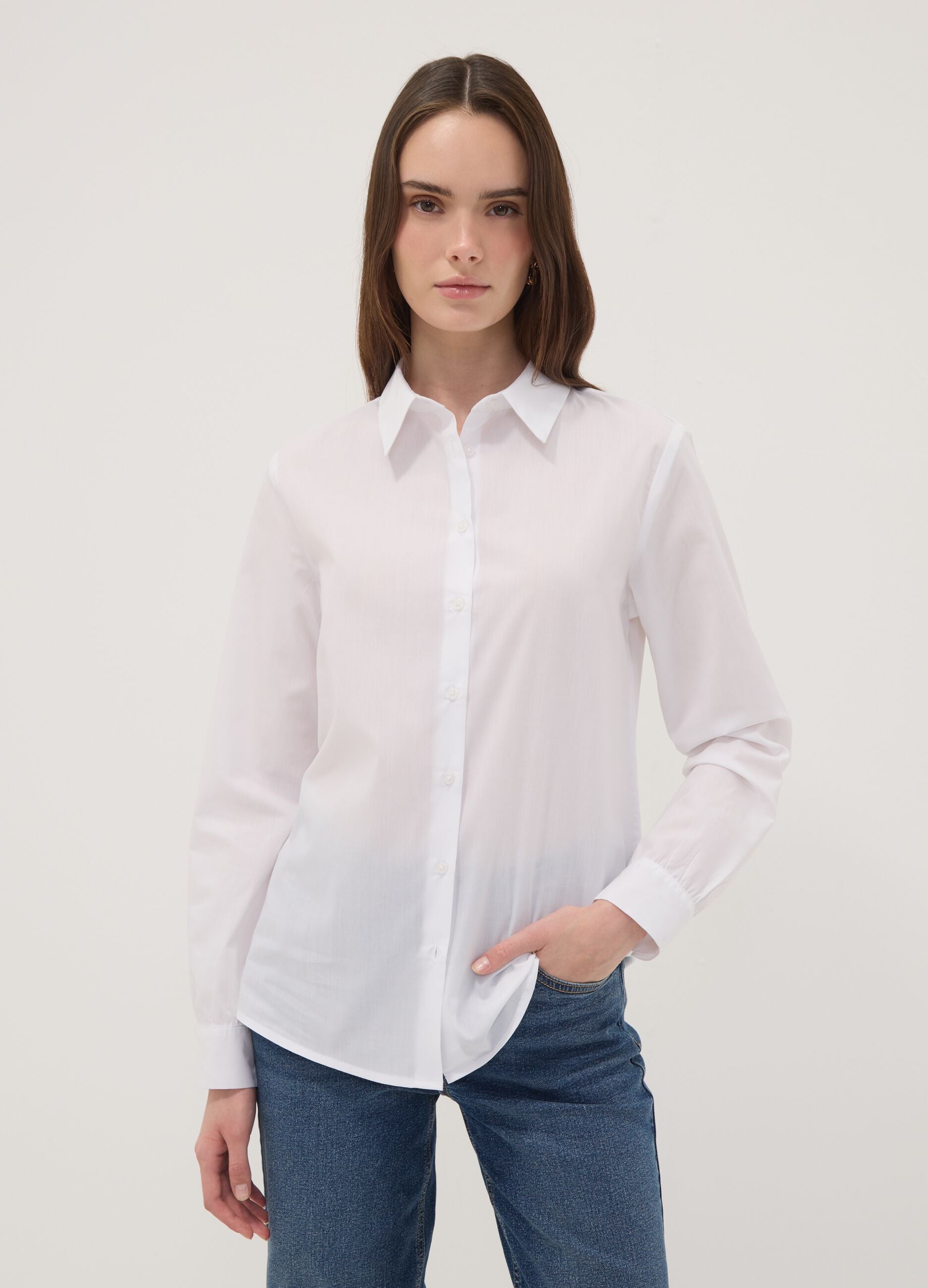 Camicia bianca a maniche lunghe slim fit