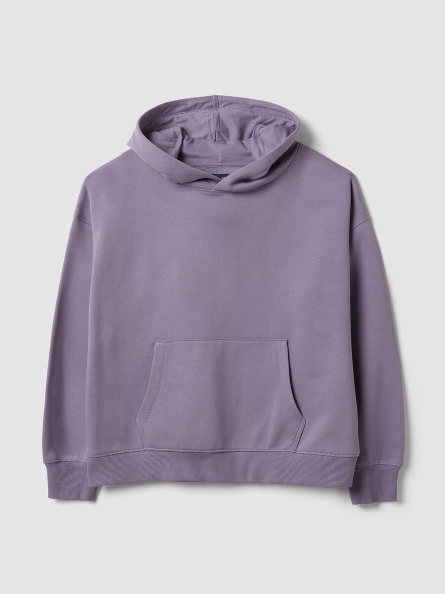 Felpa viola in misto cotone con cappuccio regular fit_0