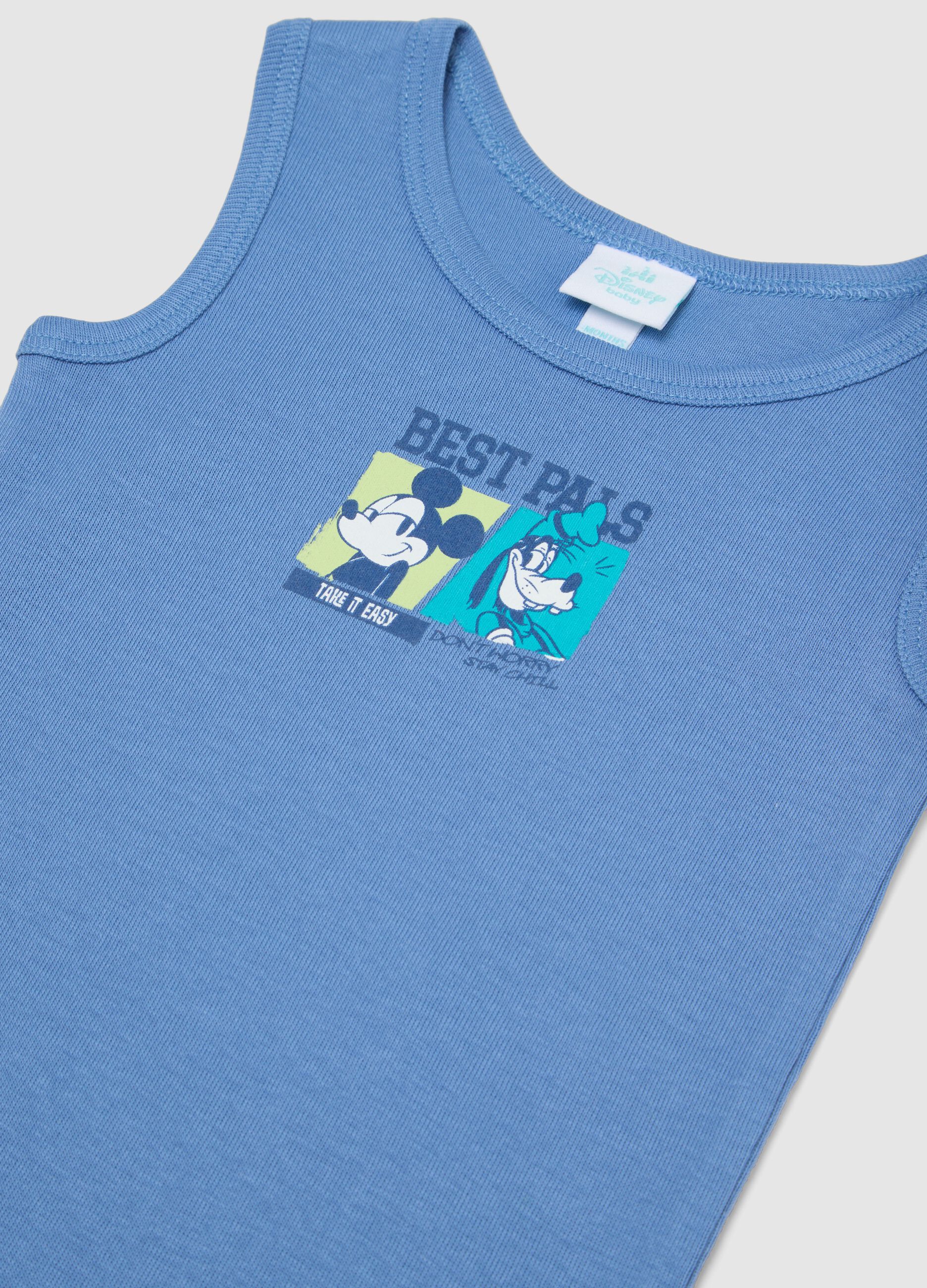 Sleeveless multicolour pure cotton baby Mickey Mouse bodysuit duo pack