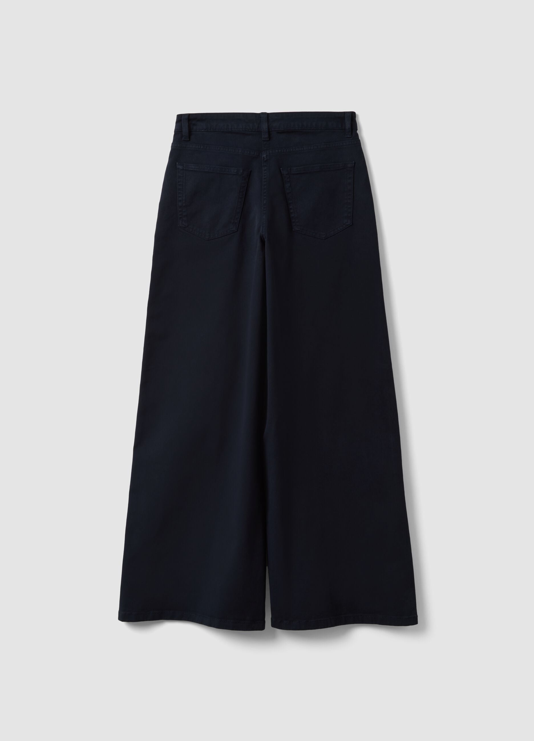 Navy stretch cotton wide-leg trousers