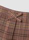 Brown pleated checked stretch viscose skirt for baby girls_2