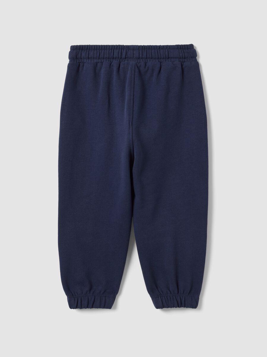 Blue organic cotton Mickey print joggers for baby boy_1