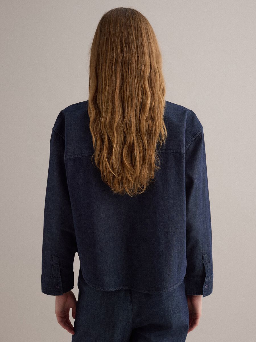 Camicia in puro cotone denim blu regular fit_3