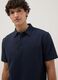Blue short-sleeved stretch polo shirt_0