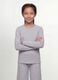 Grey organic cotton and stretch viscose T-shirt with ribbed neckline for girls_2