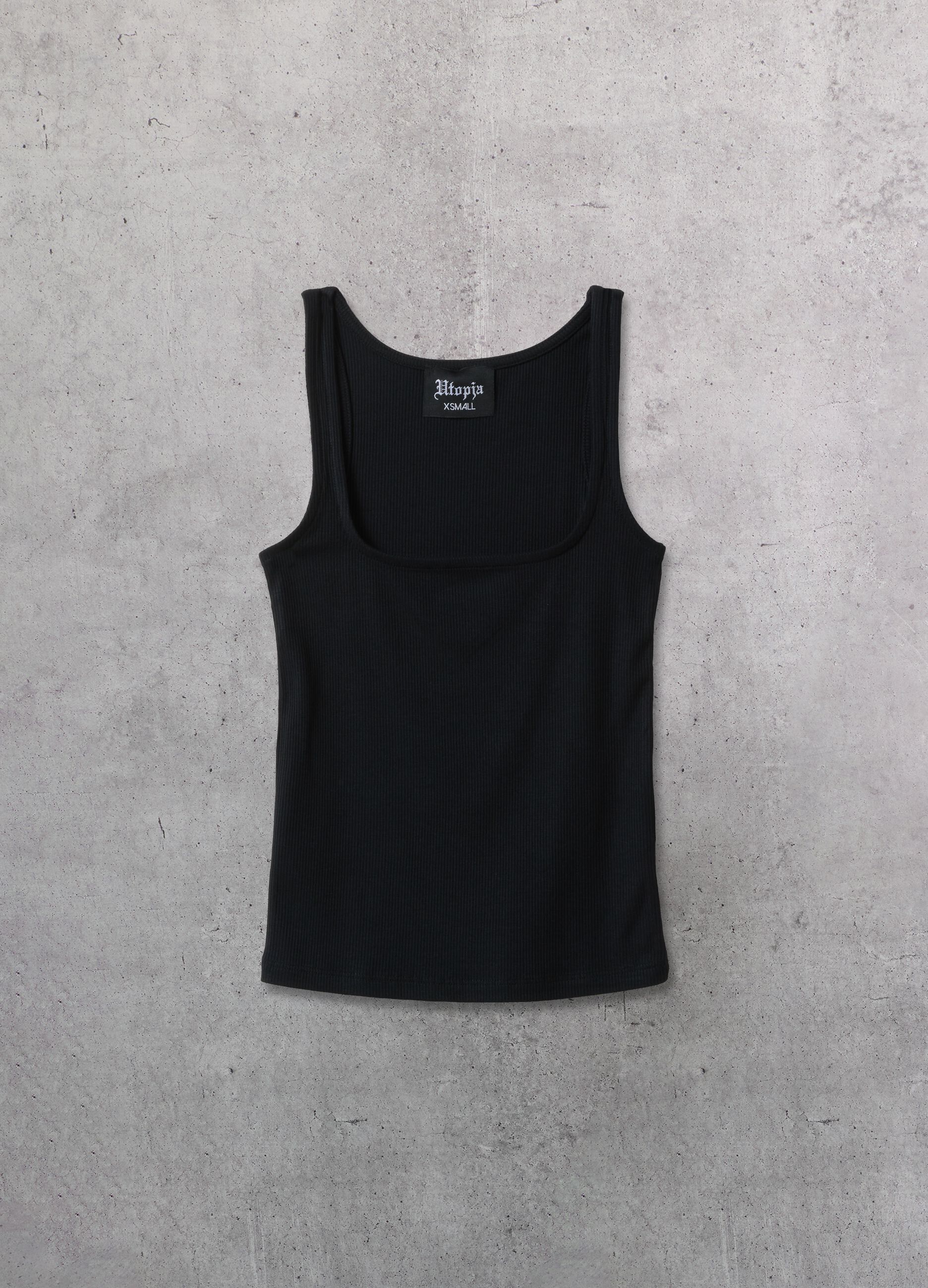 Black Square-Neck Tank Top