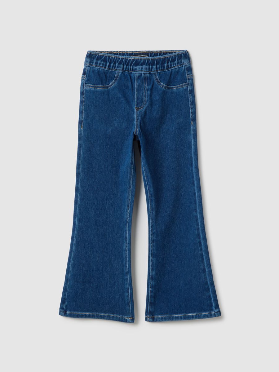 Girls' Blue Stretch Cotton Flare Fit Jeggings_0