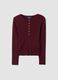 Red fitted ribbed viscose-blend top with buttons_4