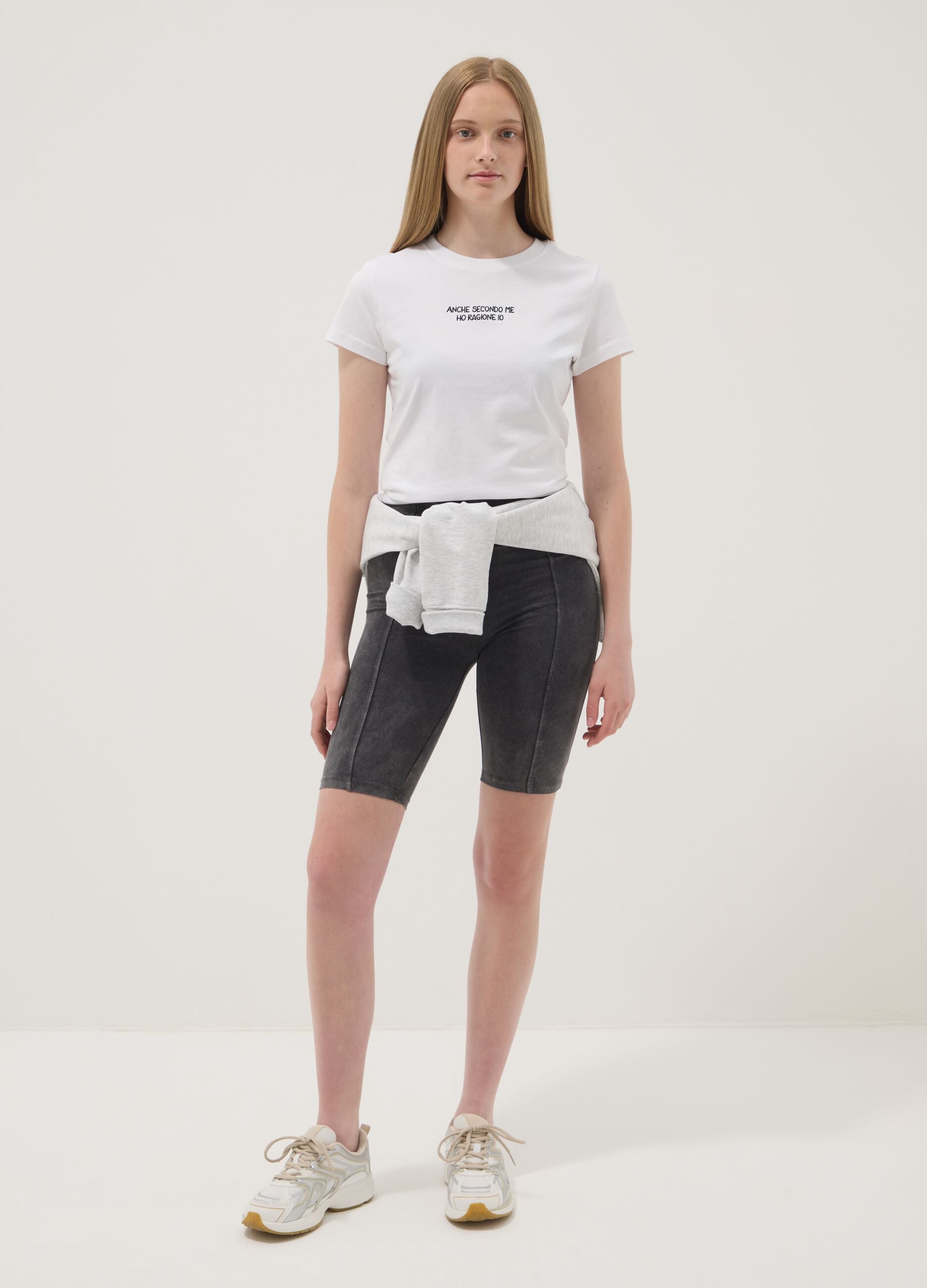 Grey stretch cotton cycling shorts