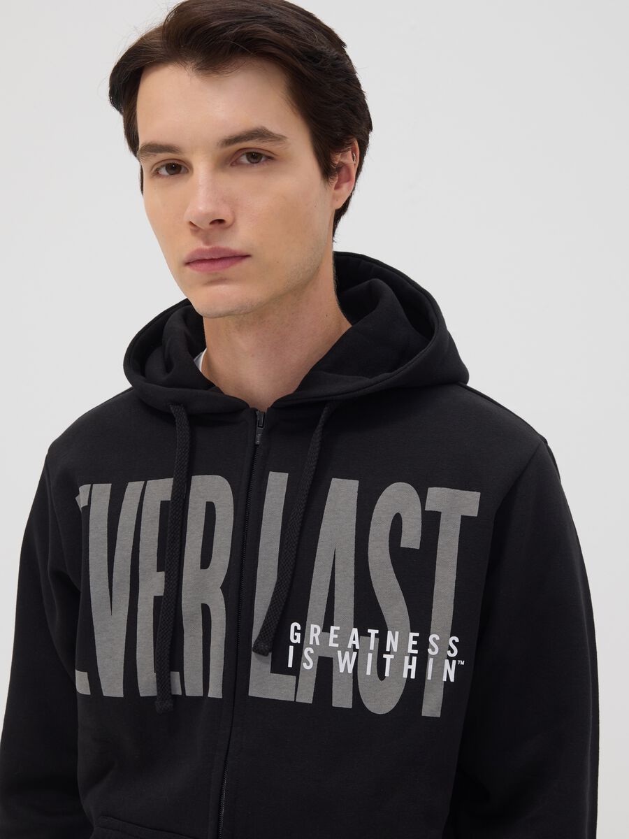 Black cotton-blend zip-up hoodie_2