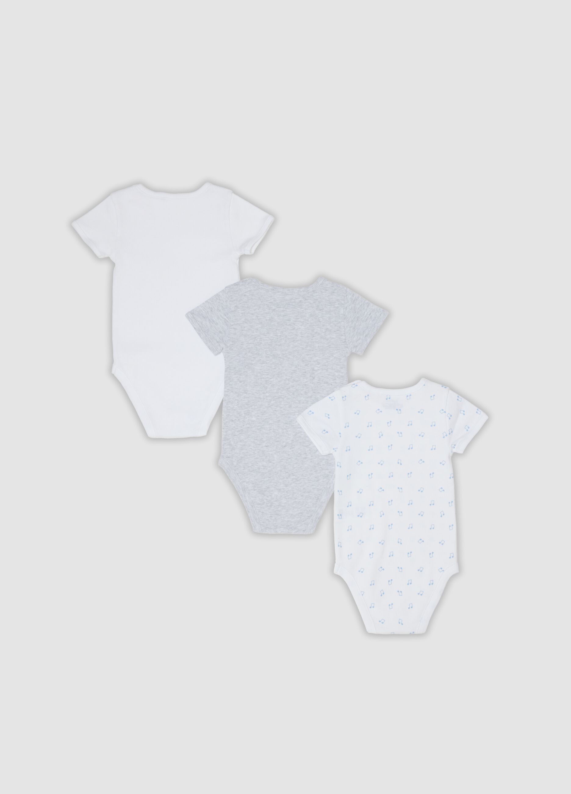 Pack of 3 multicolour organic cotton baby bodysuits with print