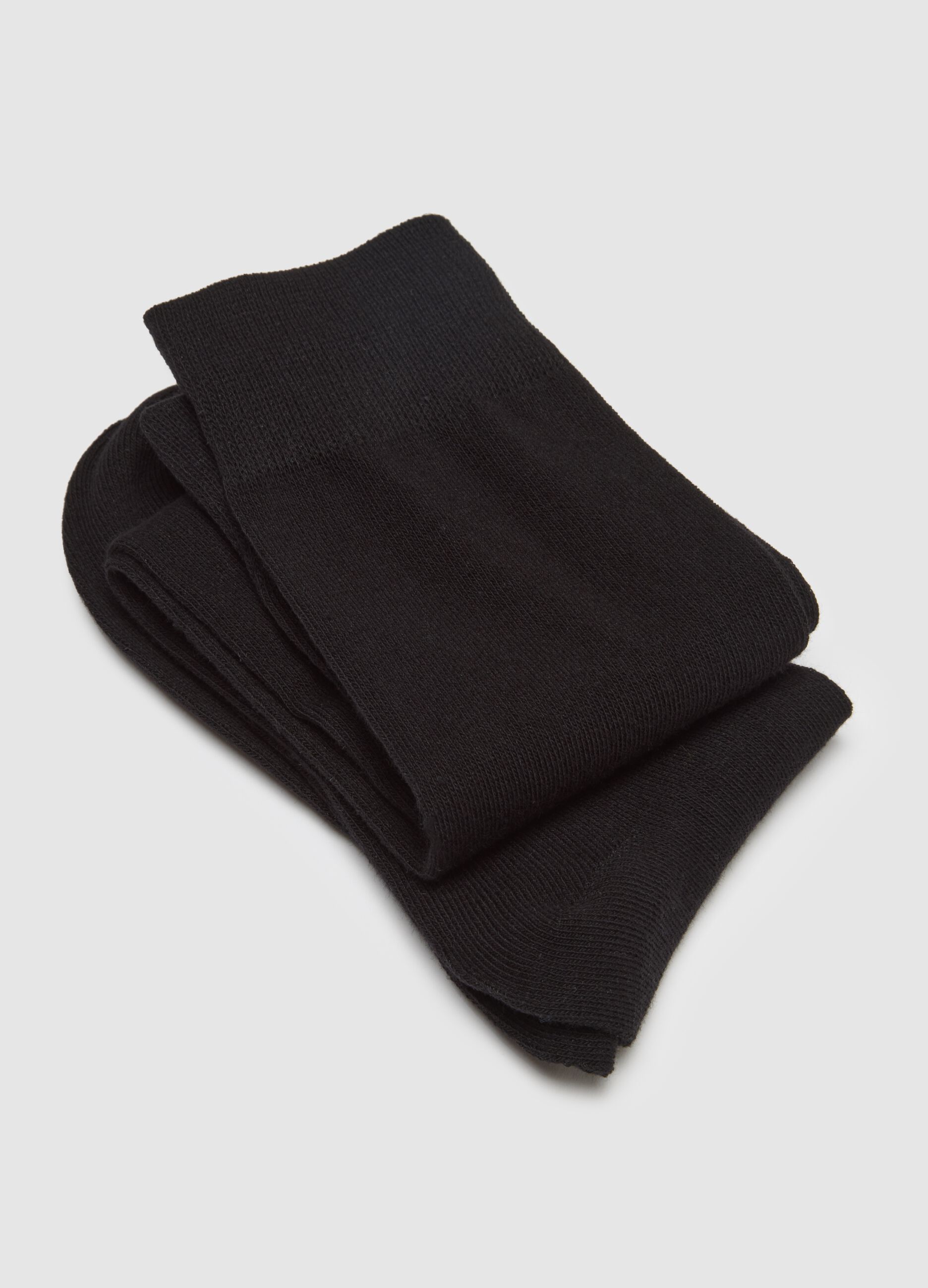 Three-pack of long black cotton blend socks, regular fit