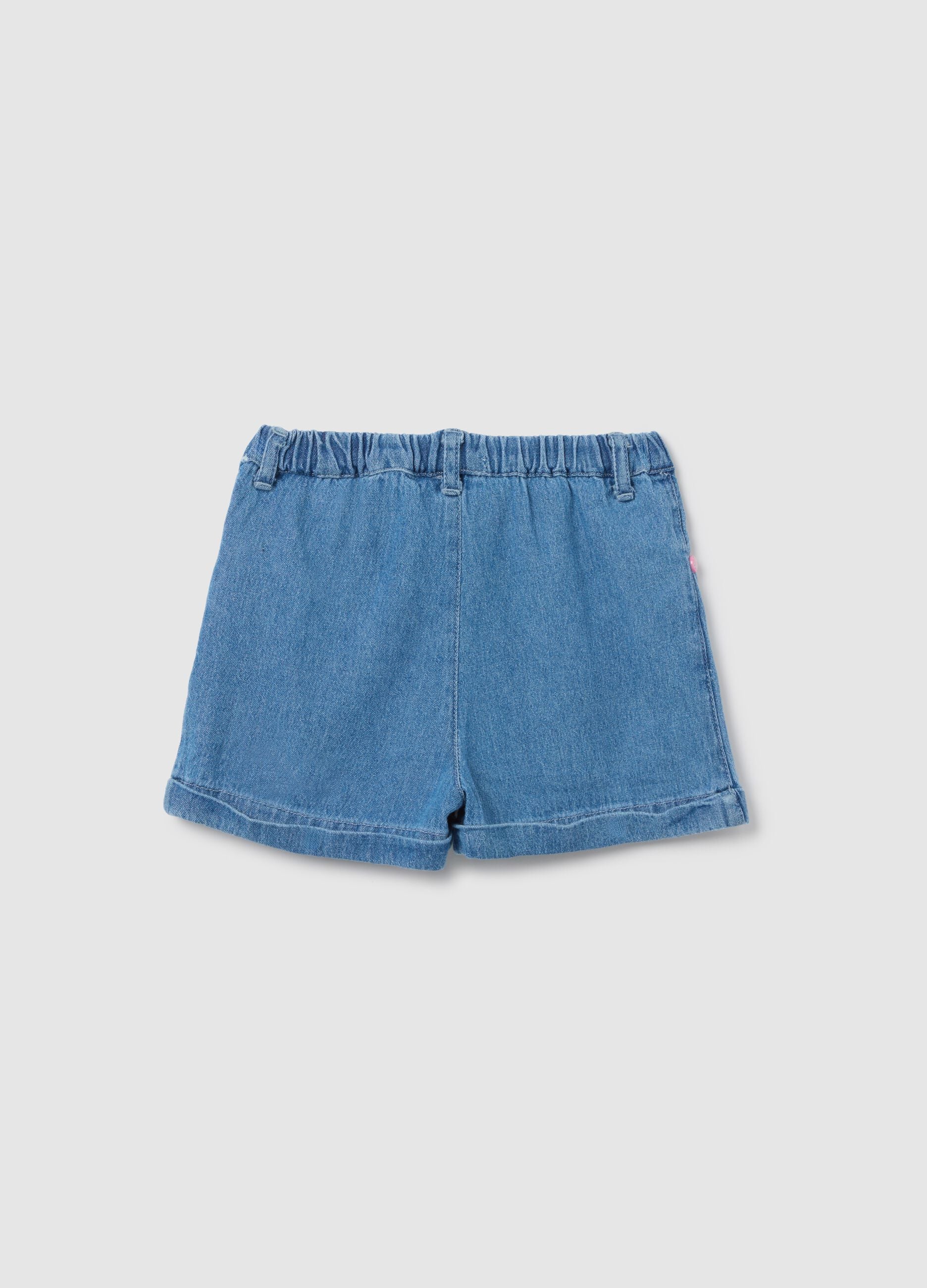 Baby girls&rsquo; shorts in 100% multicoloured cotton denim with regular fit