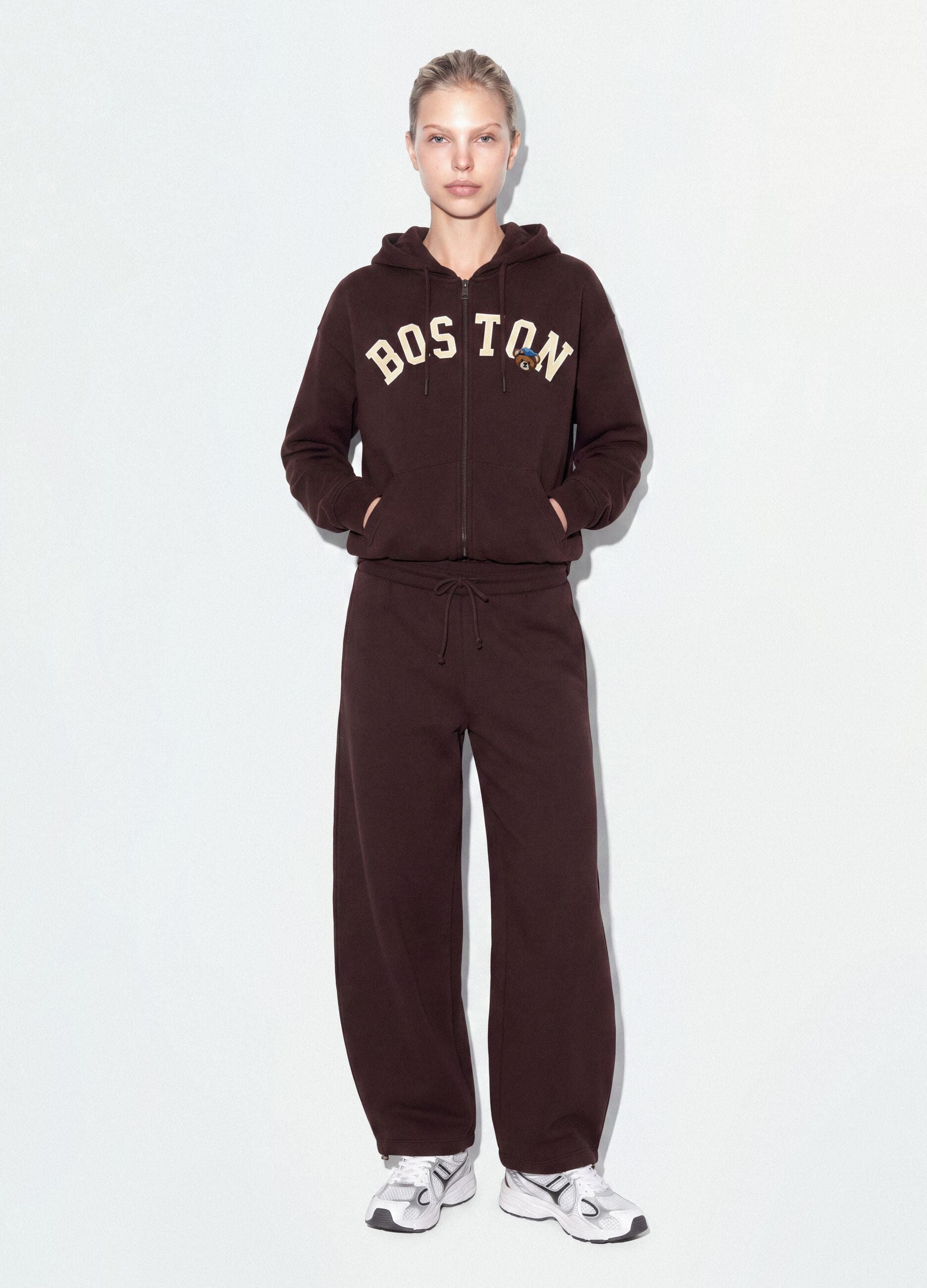 Purple cotton-blend baggy-fit joggers