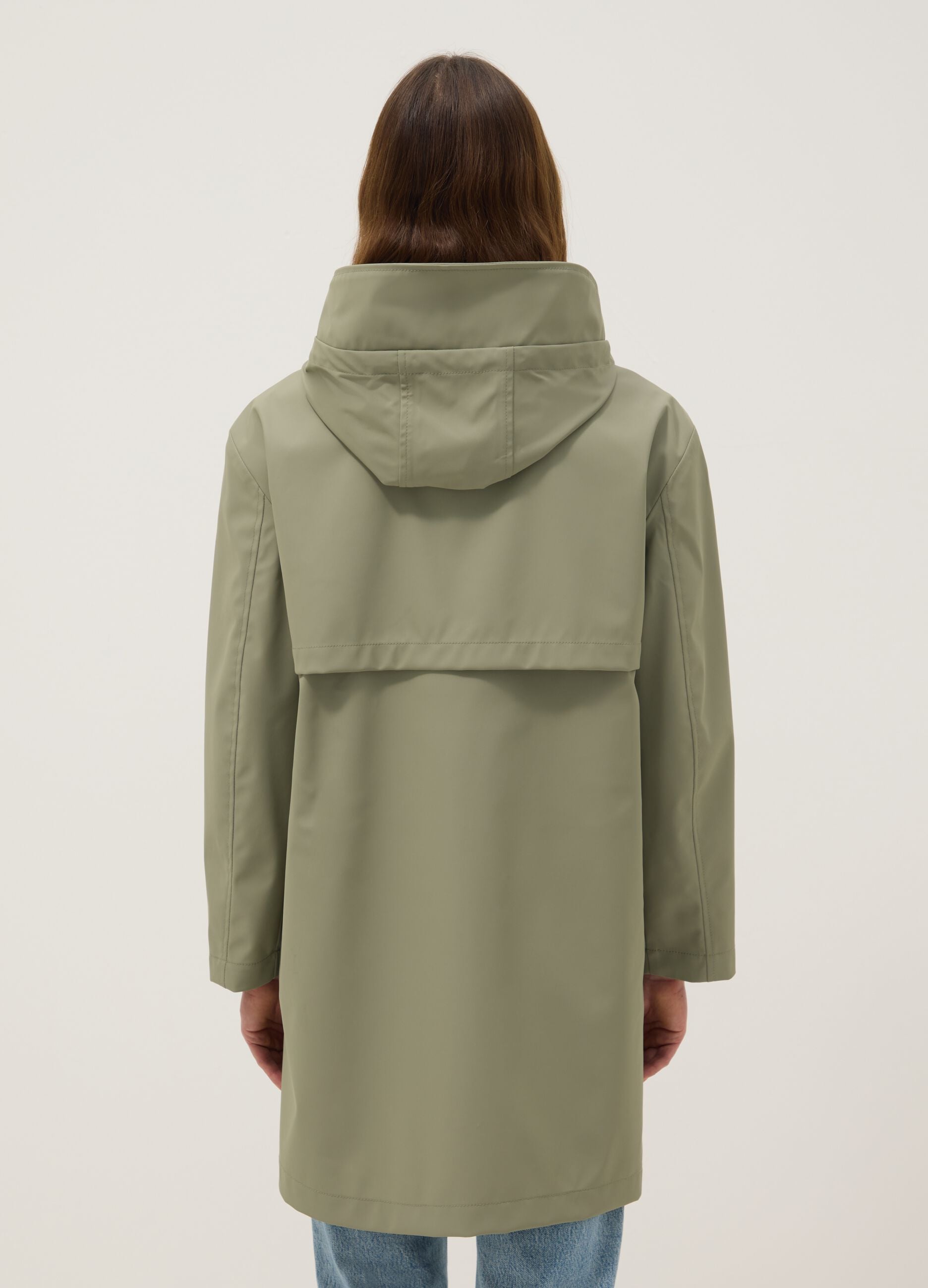 Green waterproof hooded jacket, regular fit