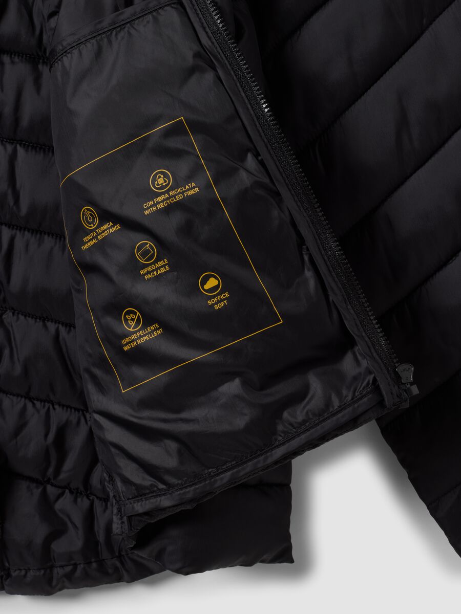 Black Ultralight Quilted Jacket with Hood and Zip_2