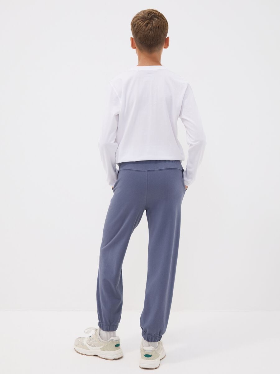 Grey oversized pure cotton jogger trousers with "Get Hyped" slogan for boys_2