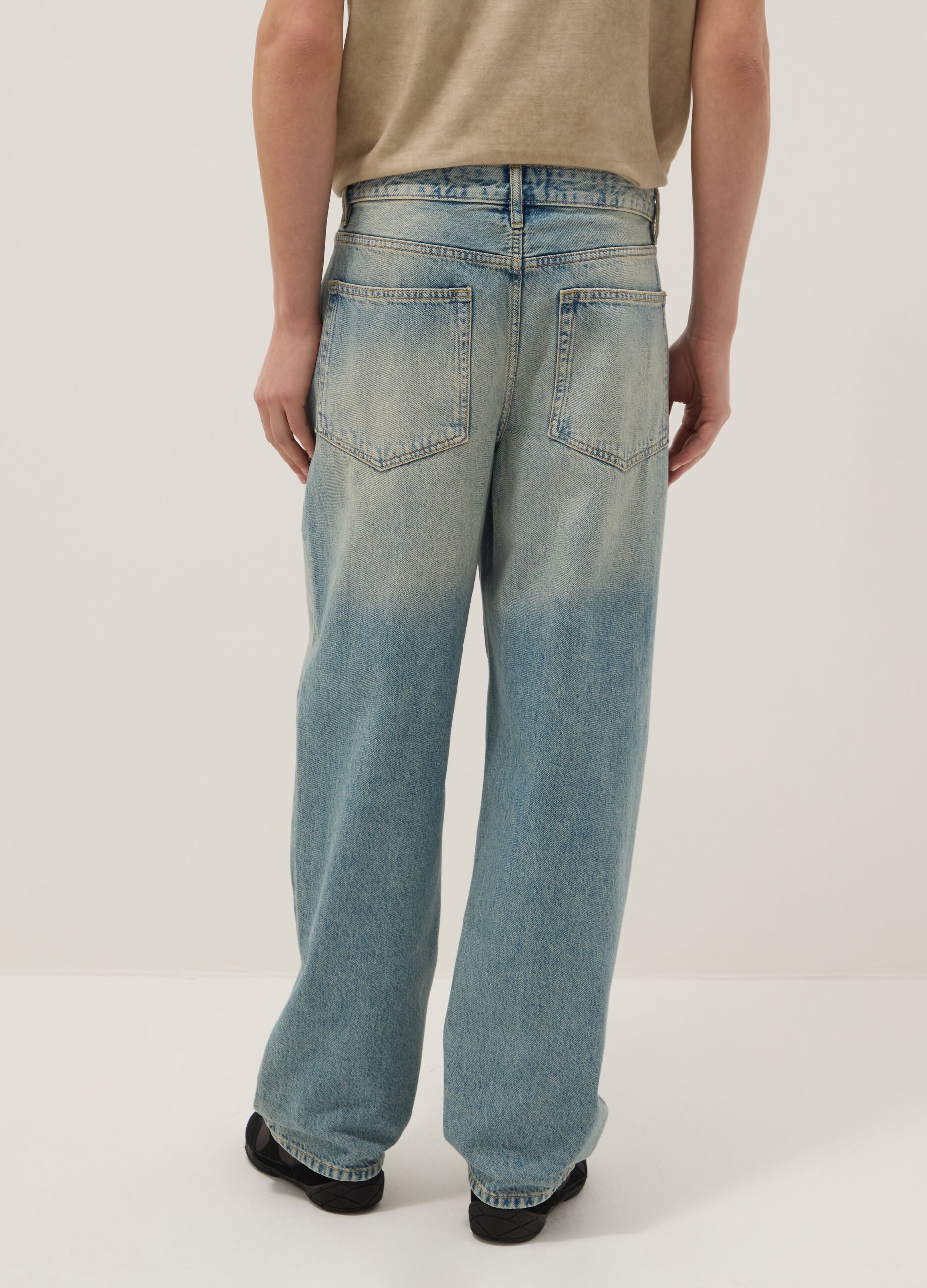 Blue baggy jeans in pure stretch cotton
