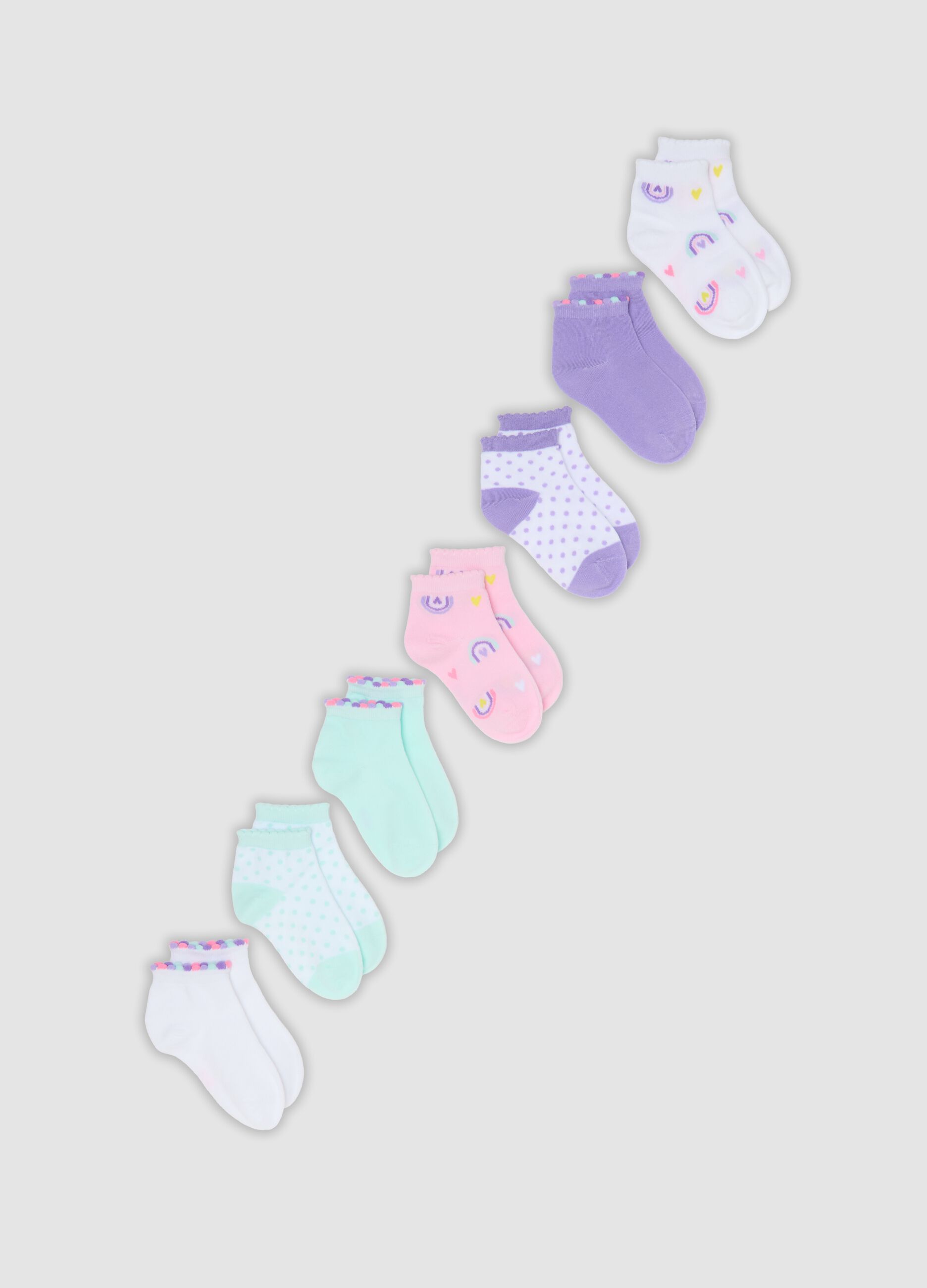 Pack of seven stretch organic cotton ankle socks