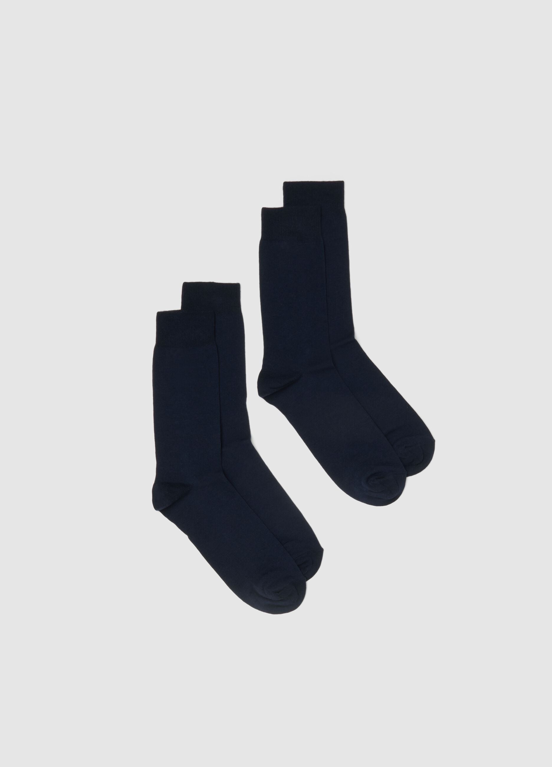 Two-pack of short blue cotton blend socks, regular fit