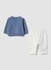 Blue and white pure organic cotton sweatshirt and trousers set_1