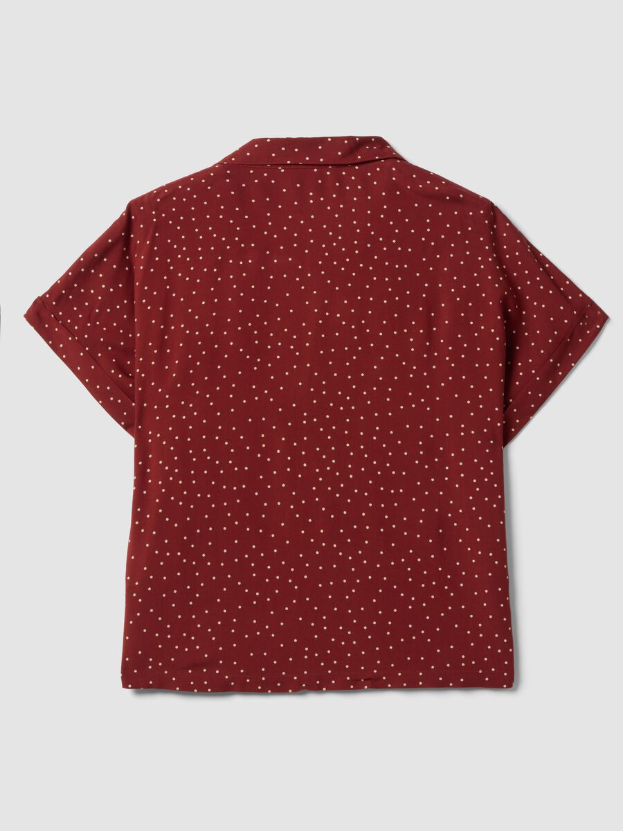 Red polka-dot pure viscose short-sleeved oversized shirt_5
