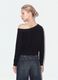 Black fitted viscose-blend top with boat neck_2