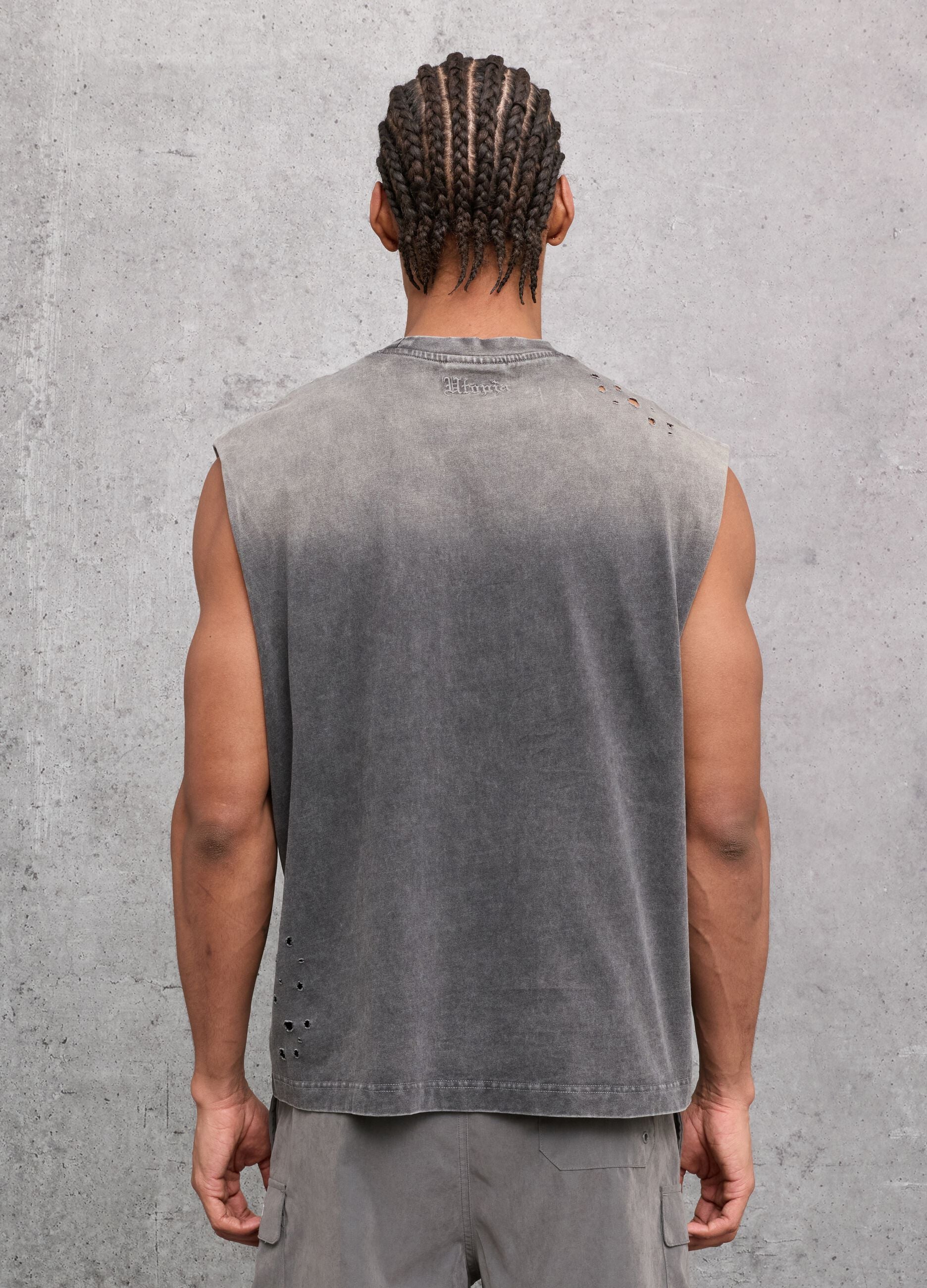 Sunfaded Distressed Tank Top Vintage Grey