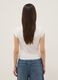 White cotton blend regular fit T-shirt with lace details_2