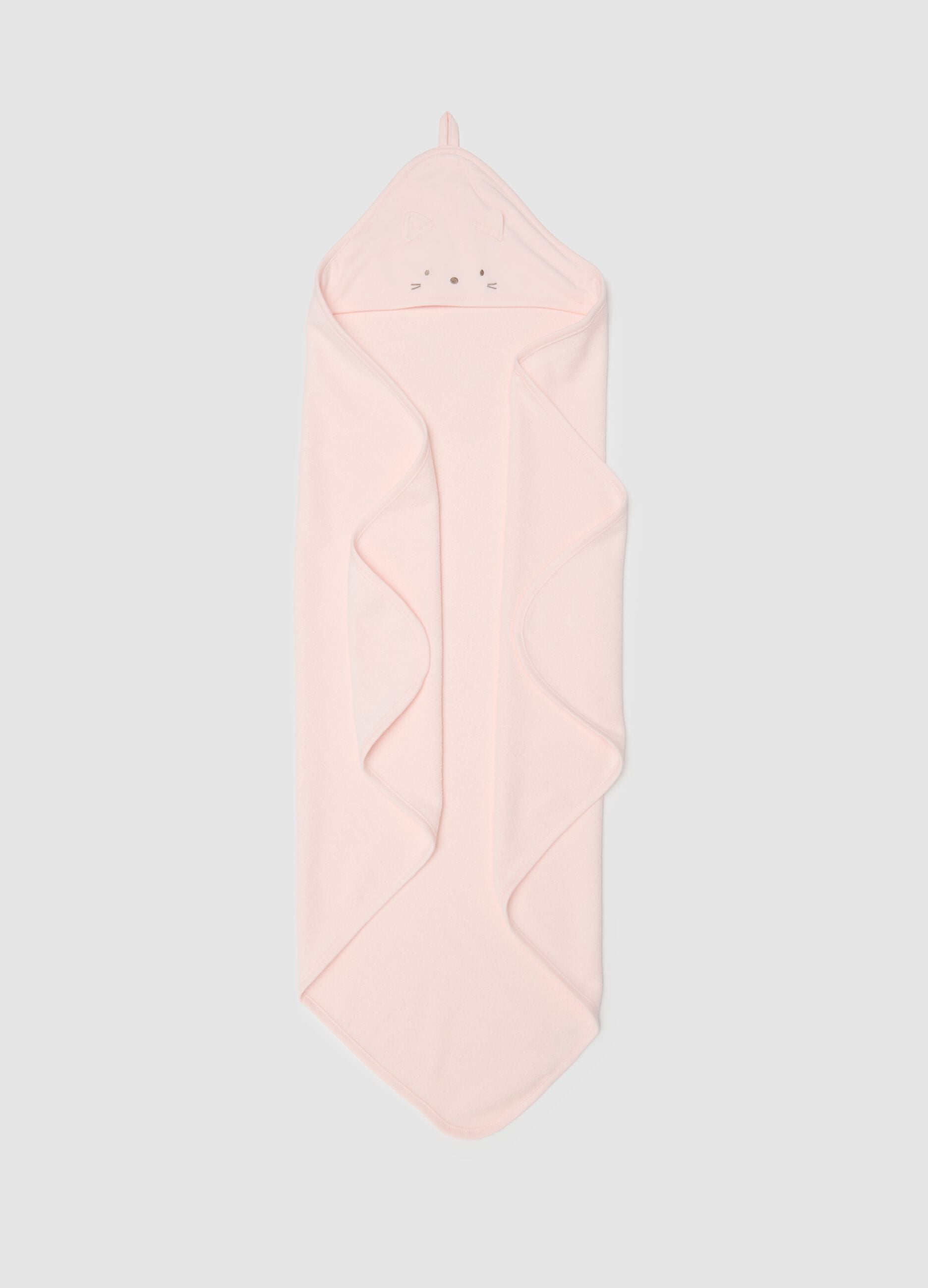 Regular fit pink baby girl bathrobe in cotton blend