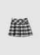 Black checked stretch viscose skirt with double buckle_0