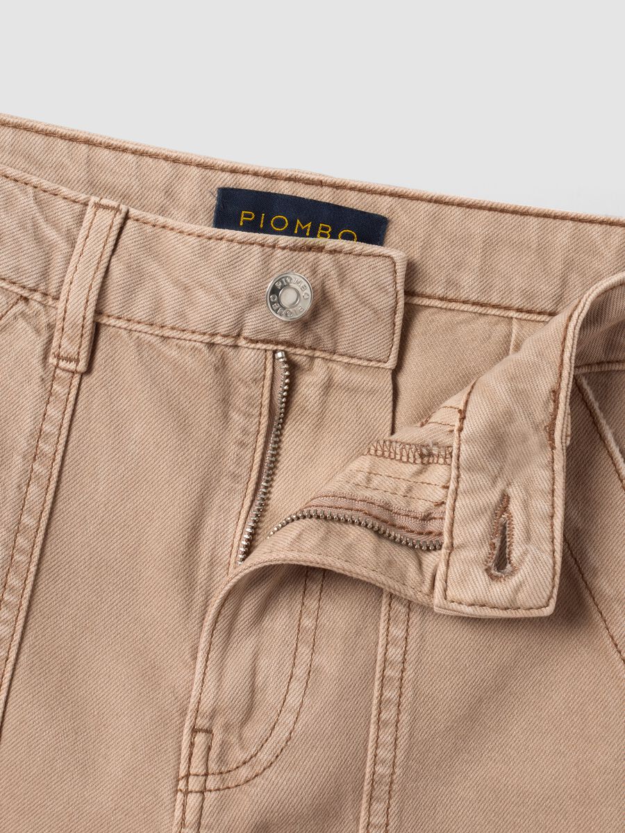 Beige denim wide-leg jeans in pure cotton_5