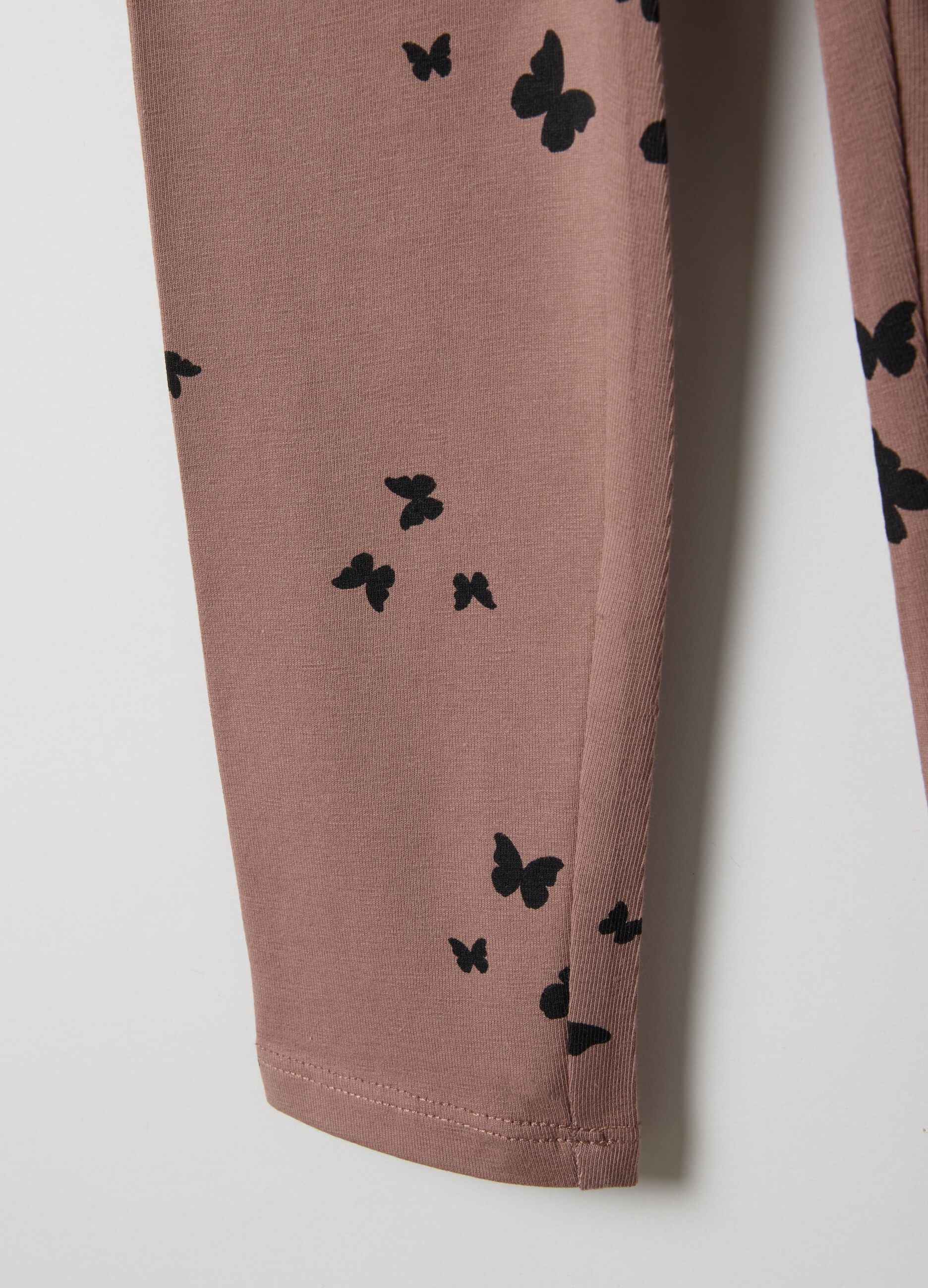 Brown stretch cotton skinny fit leggings for girls