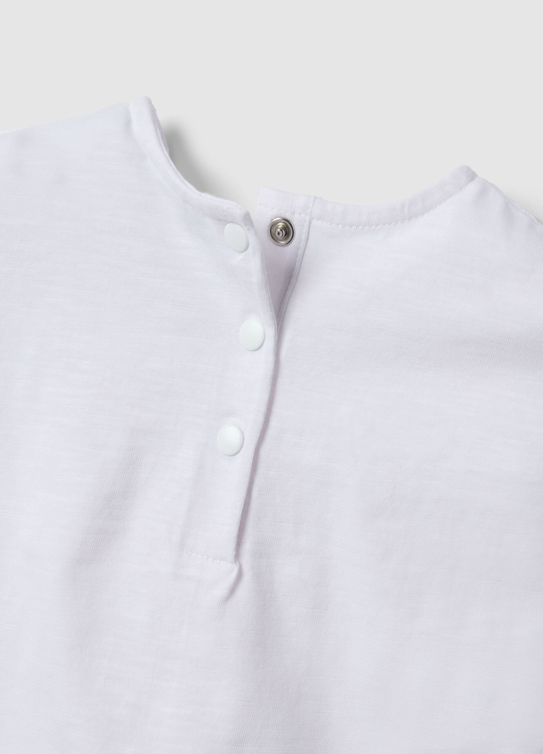 White pure cotton T-shirt for girls, regular fit with embroidery