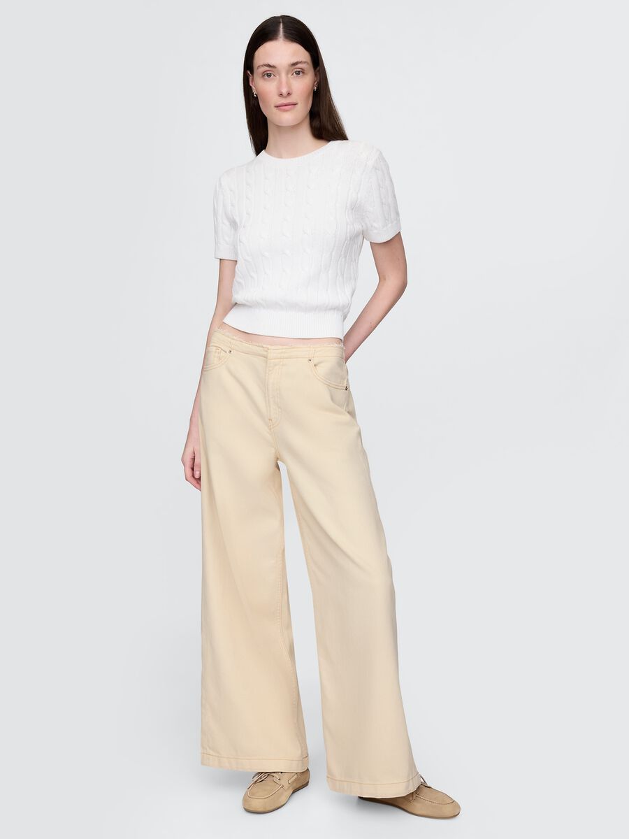 Pantaloni wide leg in cotone e Lyocell_0