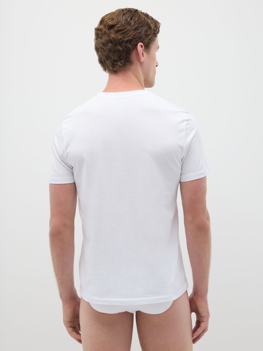 White pure organic cotton V-neck T-shirt_3