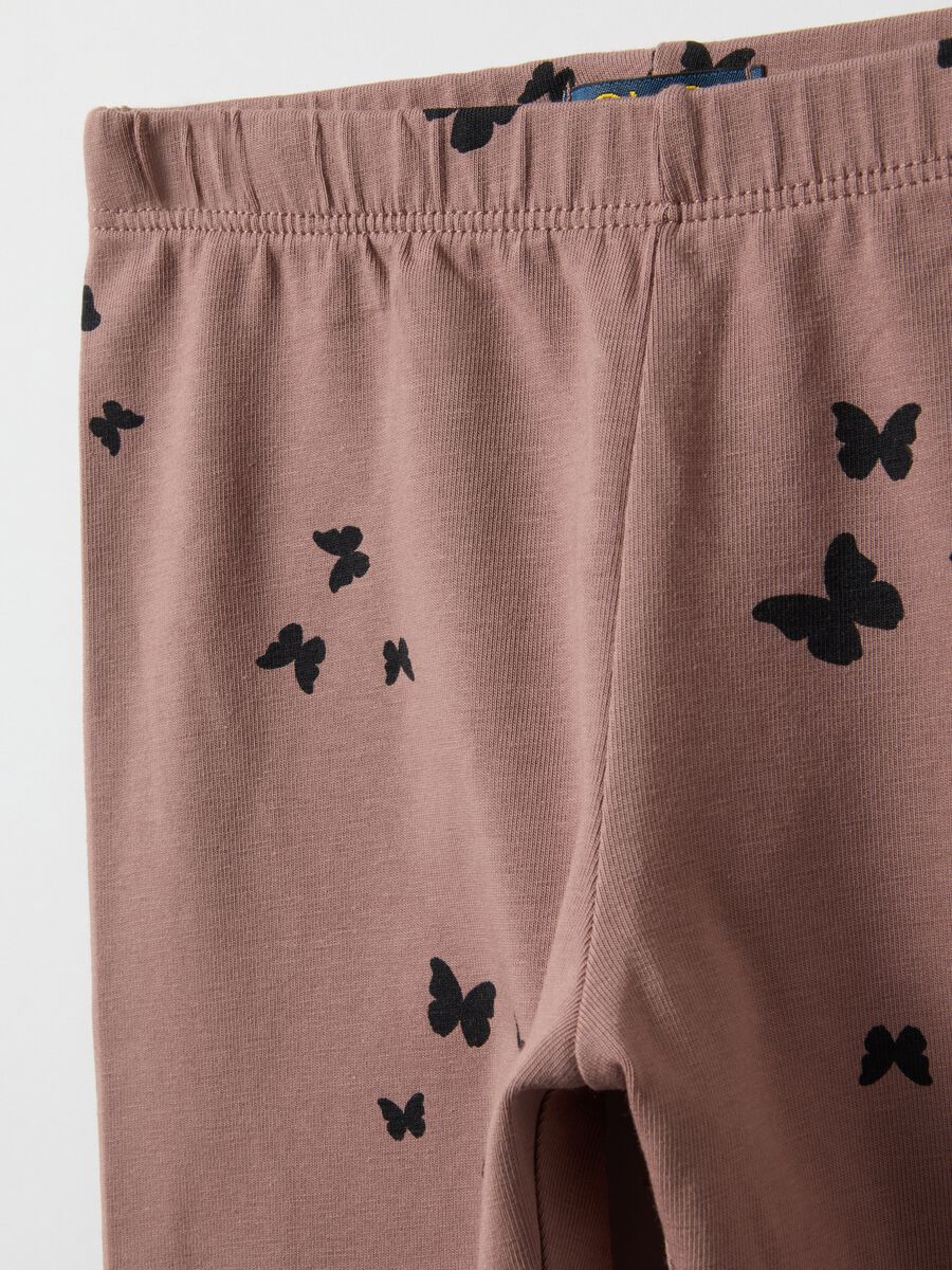 Brown stretch cotton skinny fit leggings for girls_2