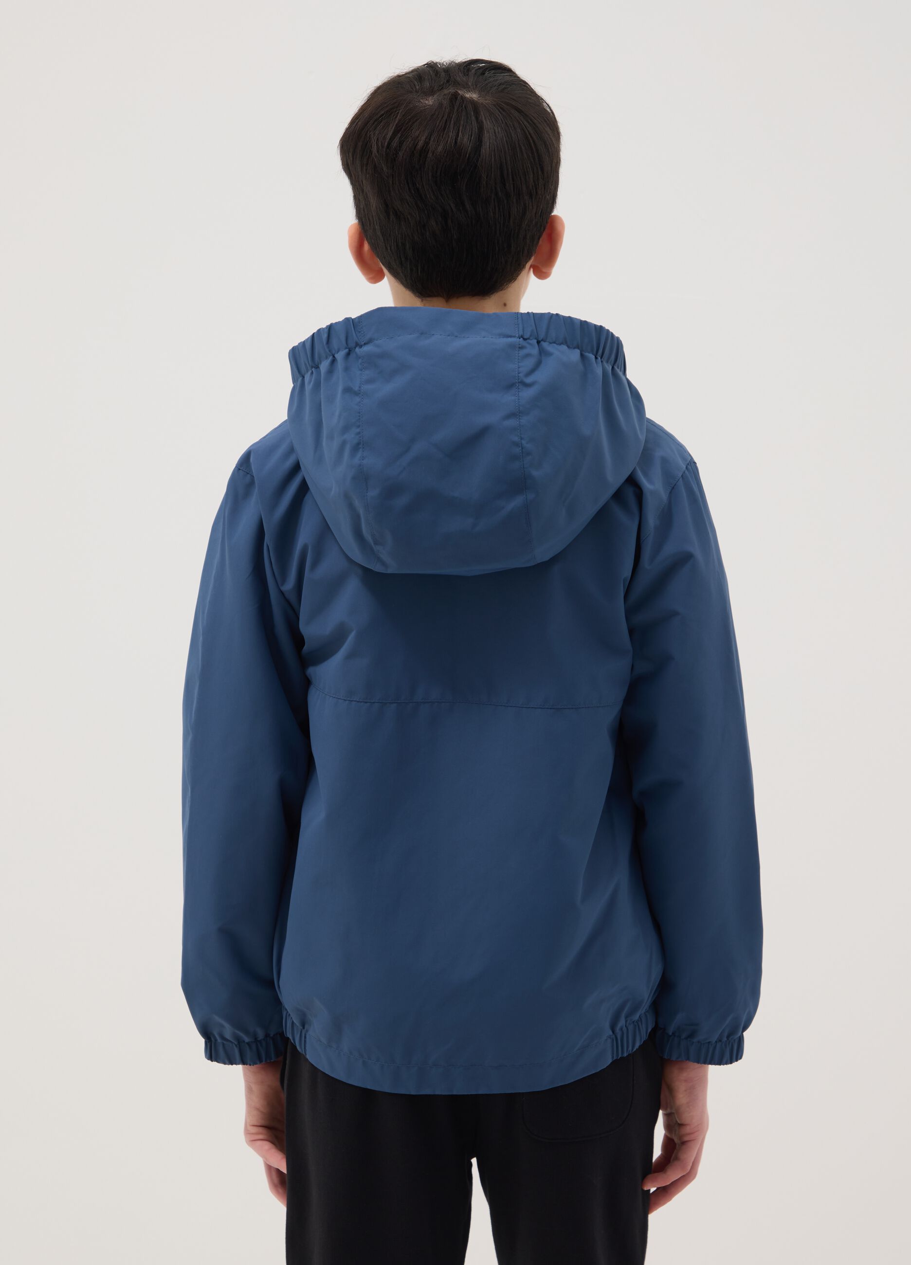 Boys' regular fit blue hooded jacket