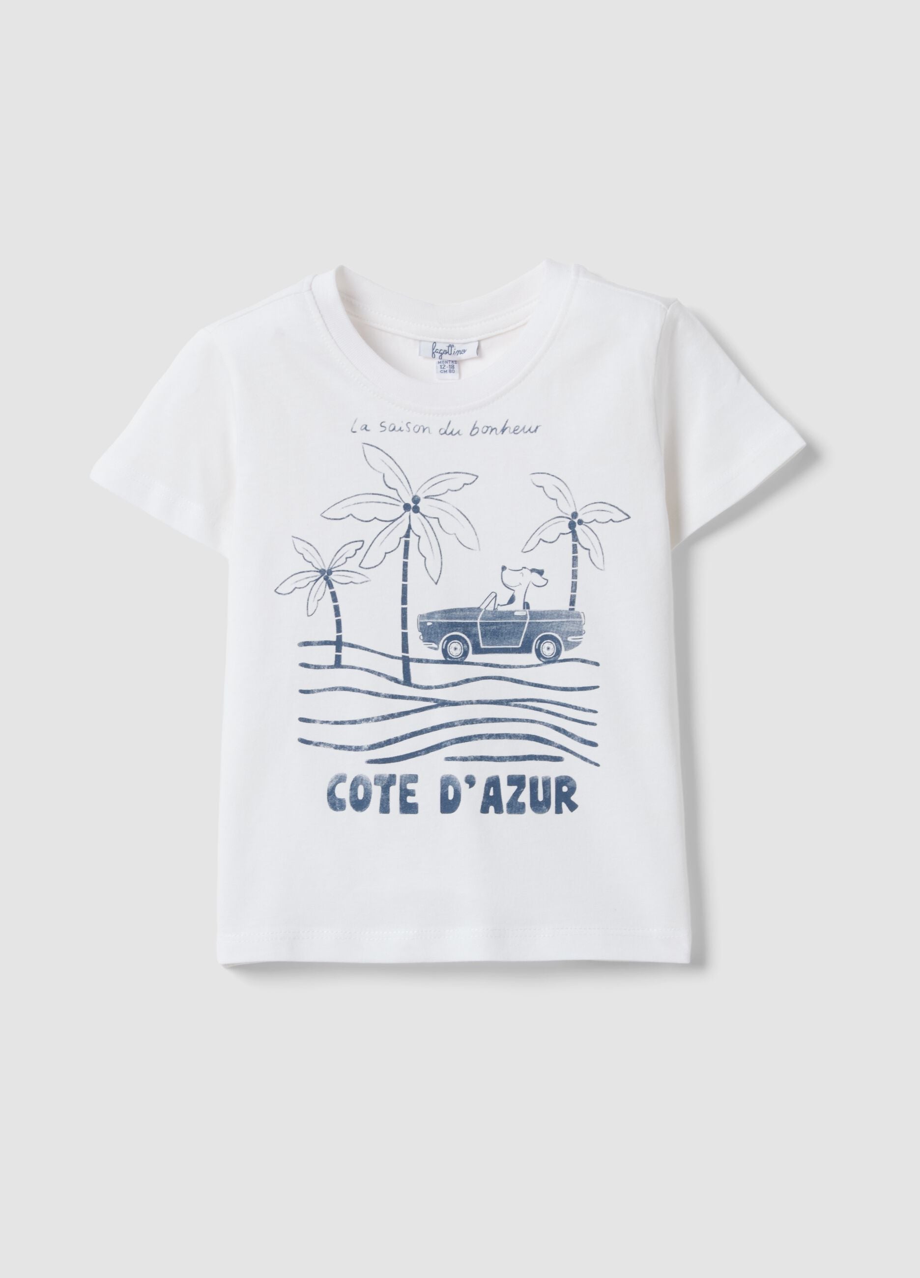 White pure cotton regular fit kids' t-shirt with print