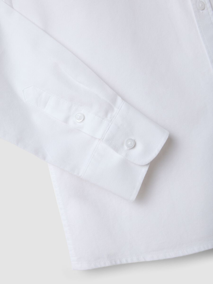 White pure cotton Oxford shirt with classic collar for boys_4