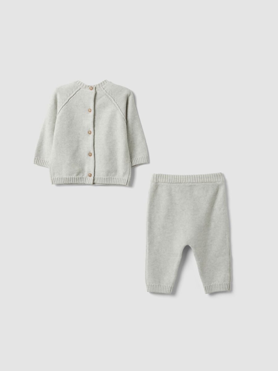 Grey organic cotton knitted set for babies_1