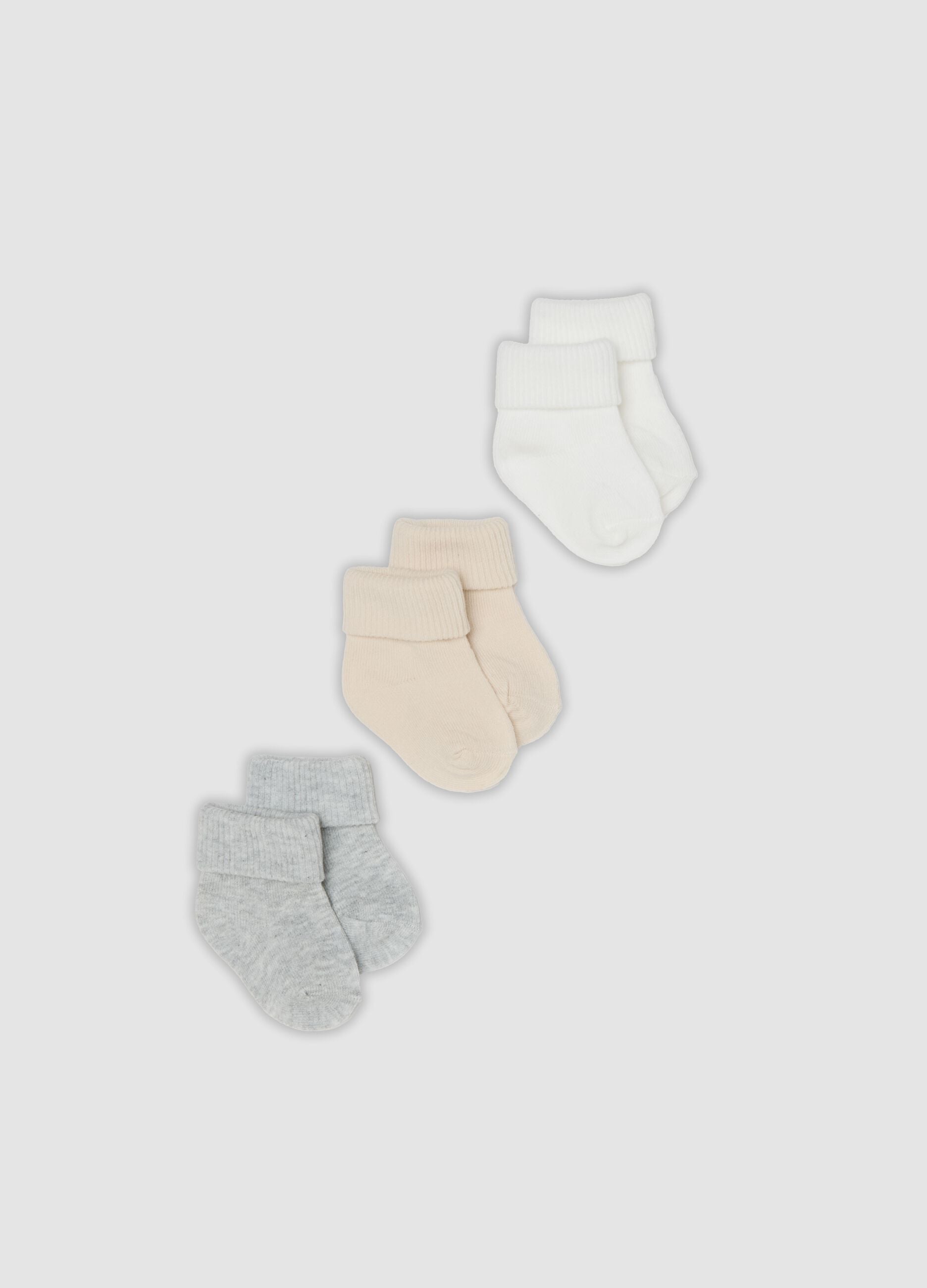 3-pack of multicolour organic cotton-blend short socks for babies