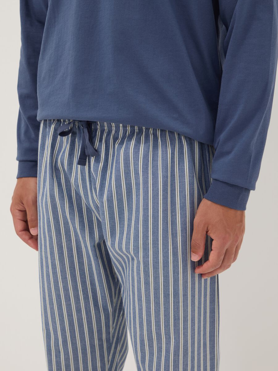Blue pure organic cotton pyjamas with grandad collar, regular fit_3
