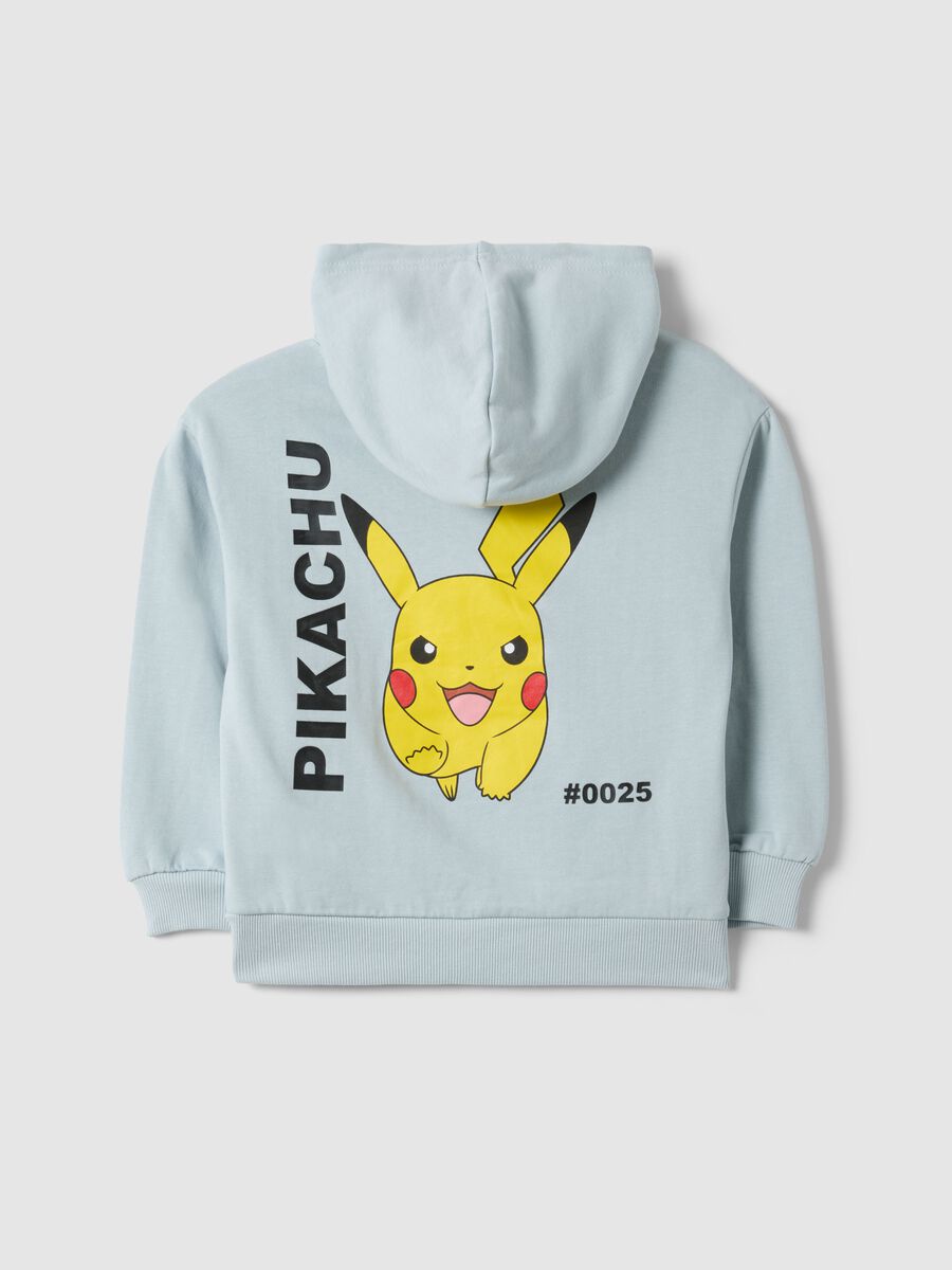 Blue cotton blend sweatshirt for kids with Pikachu print_1