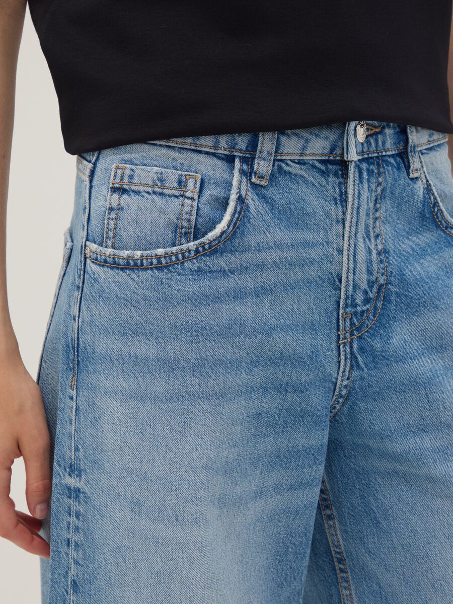 Light Blue Low-Rise Pure Cotton Wide-Leg Jeans_3