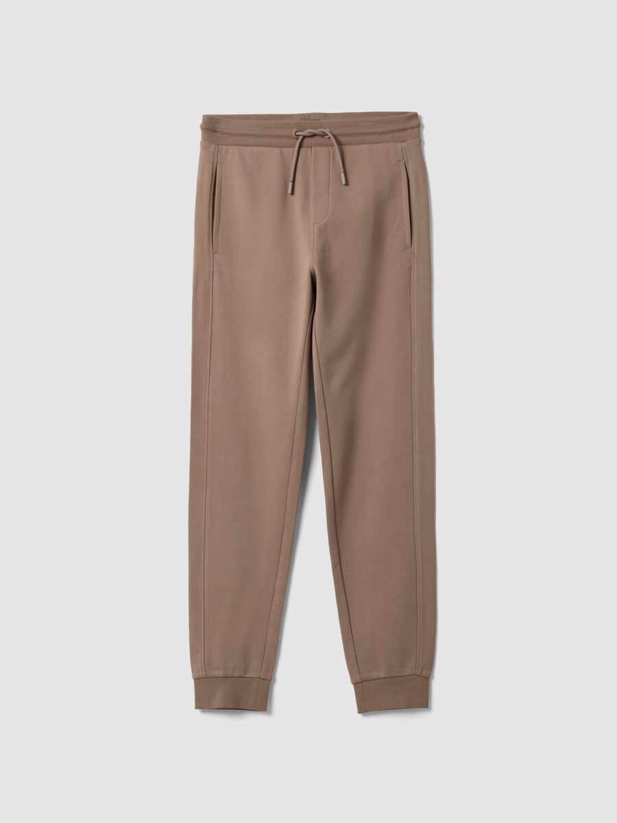 Pantaloni jogger beige in cotone organico_4