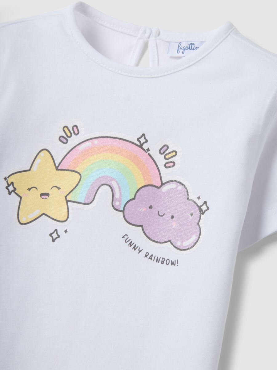 Regular fit pure cotton white t-shirt for girls with prints_2