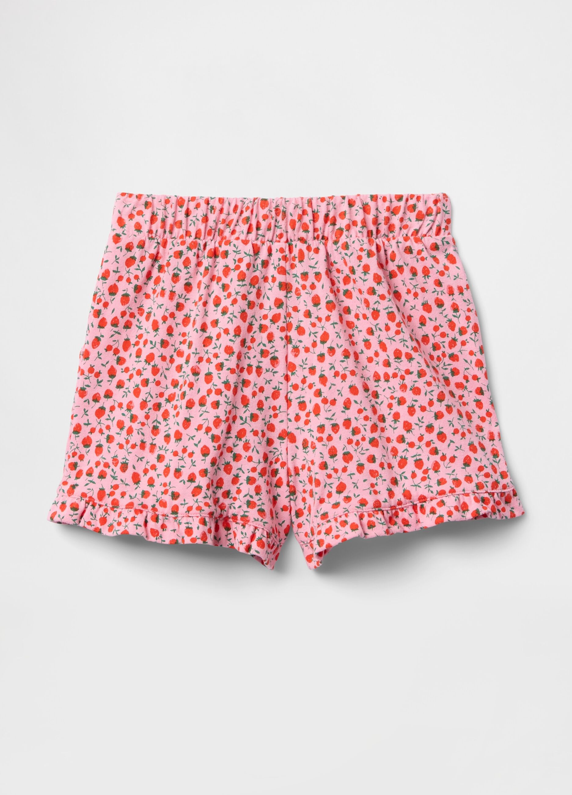 High-waisted pink floral shorts