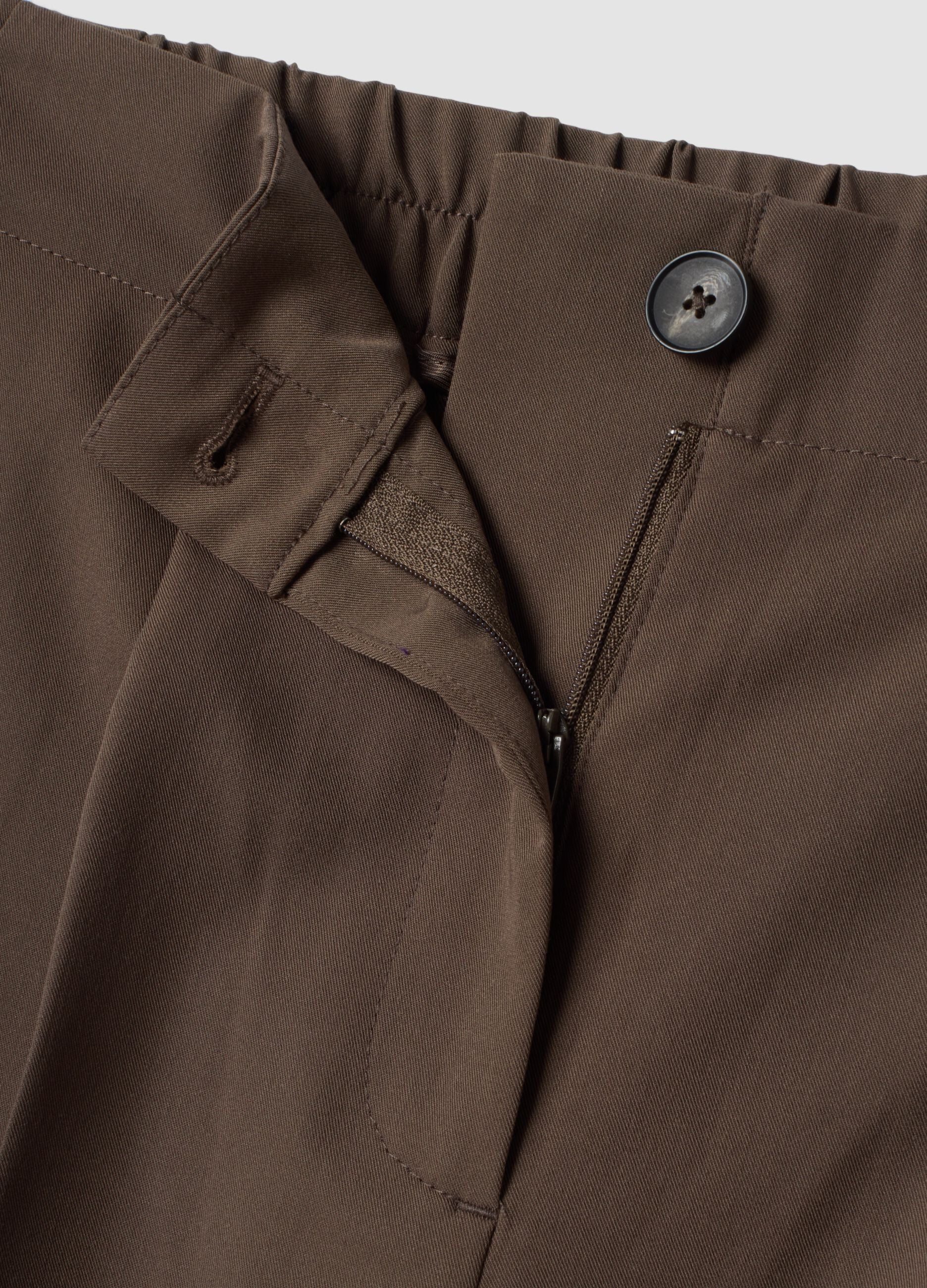 Brown formal stretch-viscose regular-fit trousers