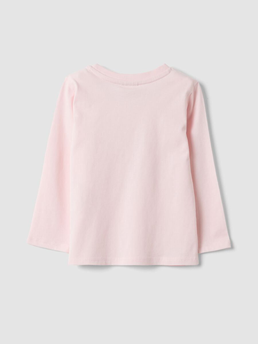 Pink organic cotton T-shirt with teddy bear print for baby girl_1